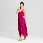 Women's Tulip Skirt Maxi Dress With Pom Poms - Spenser Jeremy - Berry