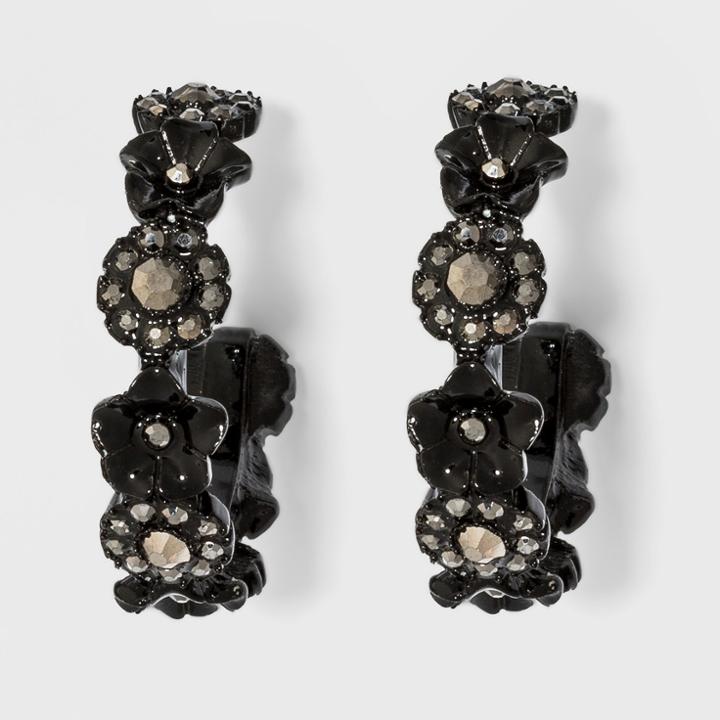 Open Hoop Floral Earrings - A New Day Black