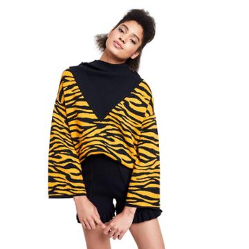 Women's Animal Print Turtleneck Layered Pullover Sweater - Victor Glemaud X Target Gold Xxs