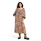 Women's Floral Smocked Bodice Midi Dress - La Ligne X Target Brown/white Xxs