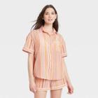 Women's Striped Simply Cool Short Sleeve Button-up Shirt - Stars Above Coral