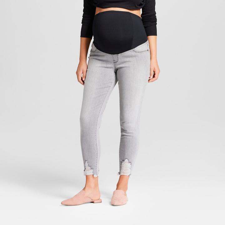 Maternity Crossover Panel Skinny Crop Jeans - Isabel Maternity By Ingrid & Isabel Gray Wash