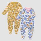 Honest Baby 2pk Organic Cotton Painterly Ditsy Honey Sleep N' Play - Newborn, Black
