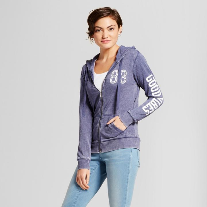 Women's Good Vibes Zip Graphic Hoodie - Grayson Threads (juniors') Navy
