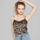 Target Women's Floral Print Sleeveless V-neck Strappy Lace Trim Cami - Wild Fable Black
