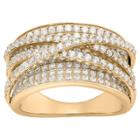 Tiara 2.15 Ct. T.w. Curved X Cubic Zirconia Ring In 14k Gold Over Silver - (8), Girl's, Yellow