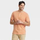 Men's Standard Fit Short Sleeve Henley Shirt - Goodfellow & Co Apricot Orange