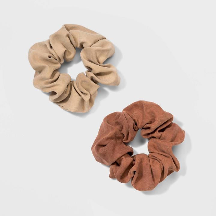 Soft Suede Fabric Twisters Hair Elastics - Universal Thread Tan/rust