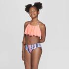 Girls' Baja Beach Stripe Bikini Set - Art Class Peach