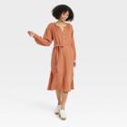 Women's Balloon Long Sleeve Tie-front Shirtdress - Universal Thread Rust