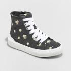 Girls' Cora Floral Print Zipper Lace-up Sneakers - Cat & Jack Black