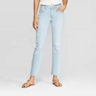 Women's Relaxed Fit Mid-rise Distressed Girlfriend Cropped Jeans - Universal Thread Light Wash