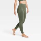 Women's High-rise Ribbed Seamless 7/8 Leggings - Joylab Olive Green