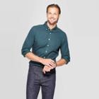Men's Plaid Slim Fit Long Sleeve Button-down Shirt - Goodfellow & Co Dark Green