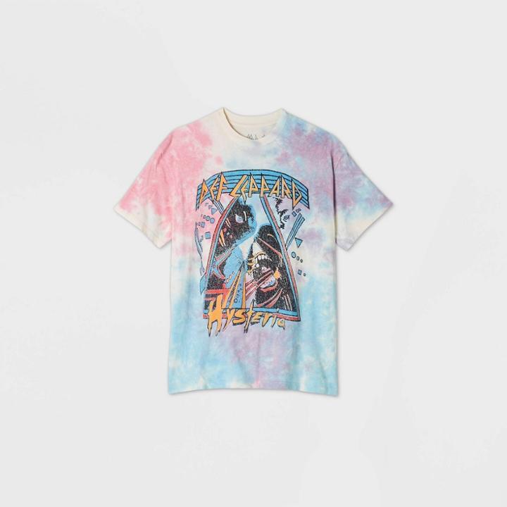 Women's Def Leppard Tie-dye Short Sleeve Oversized Graphic T-shirt -
