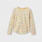 Girls' Floral Printed Long Sleeve T-shirt - Cat & Jack Cream/mustard Xs, Ivory/yellow Yellow