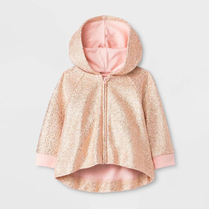 Baby Girls' Glitter Sweatshirt - Cat & Jack Peach Newborn, Girl's, Pink