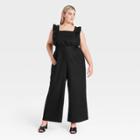 Women's Plus Size Ruffle Short Sleeve Jumpsuit - Who What Wear Jet Black