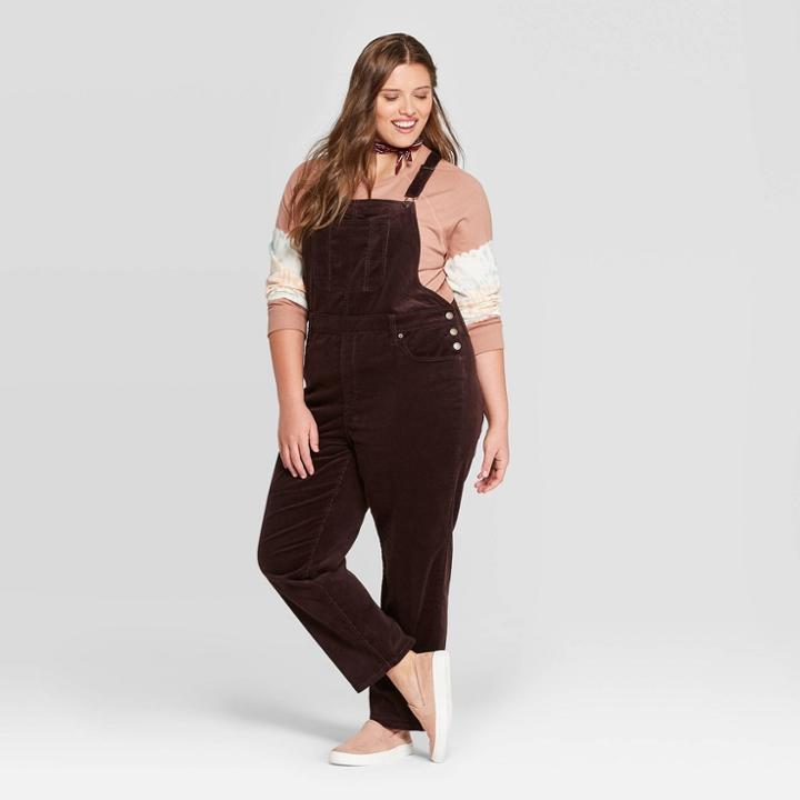 Women's Plus Size Mid-rise Corduroy Overalls - Universal Thread Burgundy