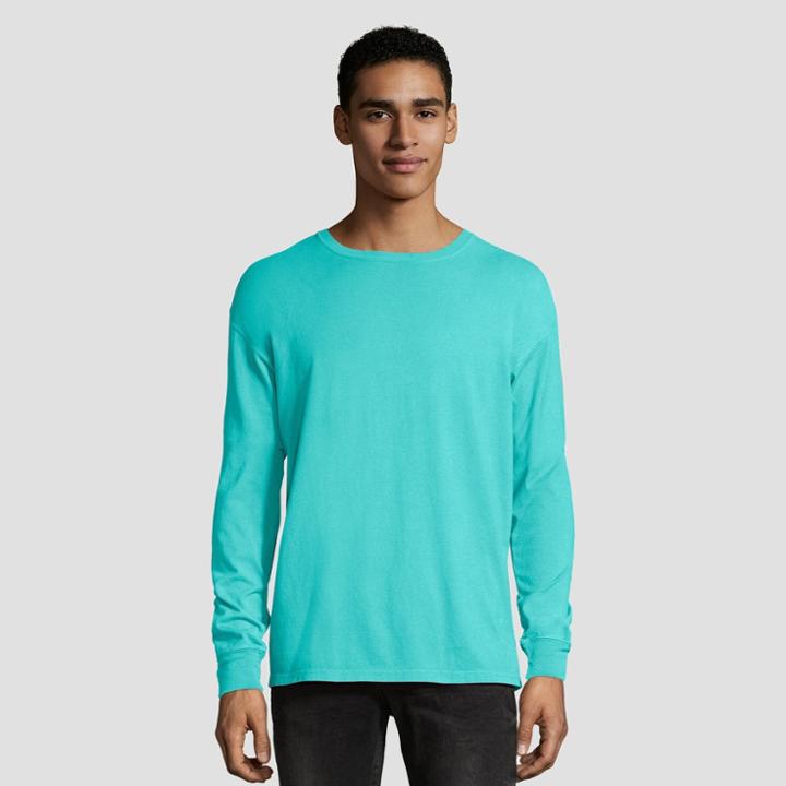 Hanes 1901 Men's Long Sleeve T-shirt - Mint S, Size:
