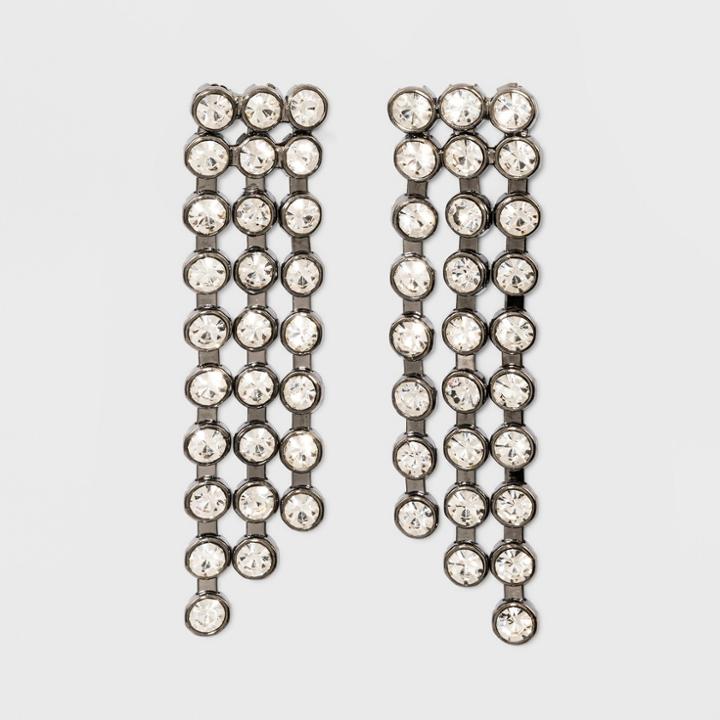 Graduated Drop Stone Earrings - Wild Fable White Crystal