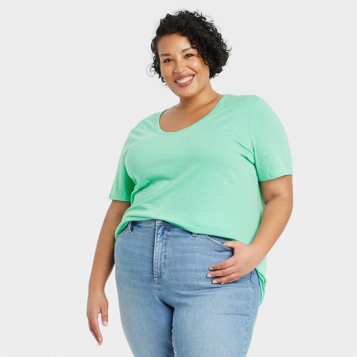 Women's Plus Size V-neck Essential T-shirt - Ava & Viv