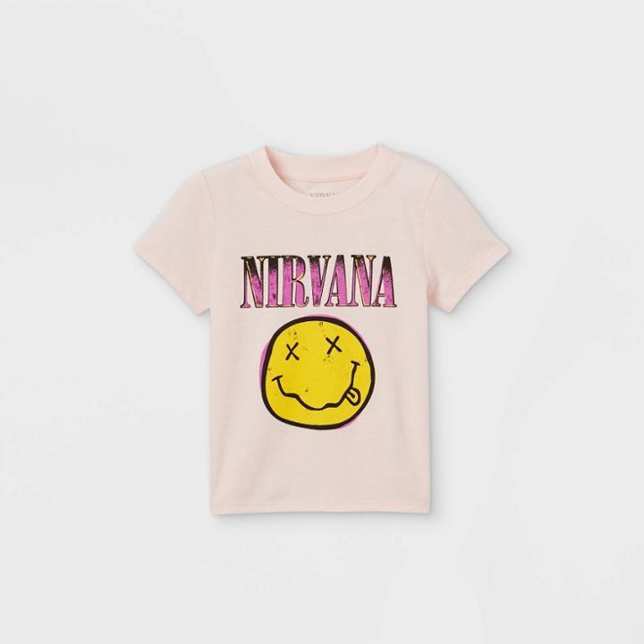Live Nation Toddler Girls' Nirvana Short Sleeve Graphic T-shirt - Pink