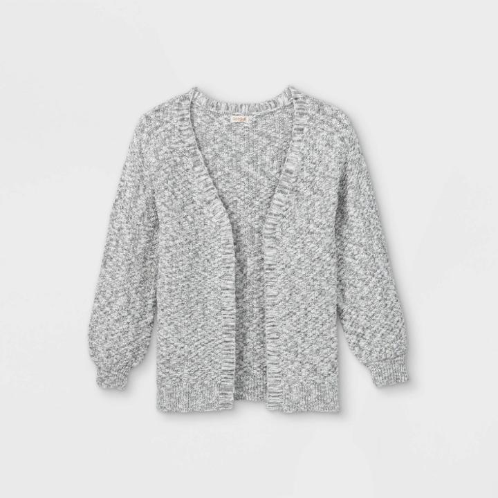 Girls' Long Open Cardigan - Cat & Jack Gray/white
