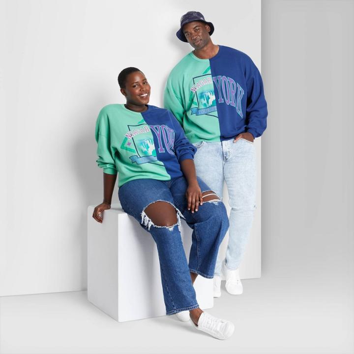 Plus Size Oversized Sweatshirt - Wild Fable Blue Colorblock