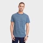 Men's Standard Fit Short Sleeve Hemp Cotton T-shirt - Goodfellow & Co Navy Blue/striped