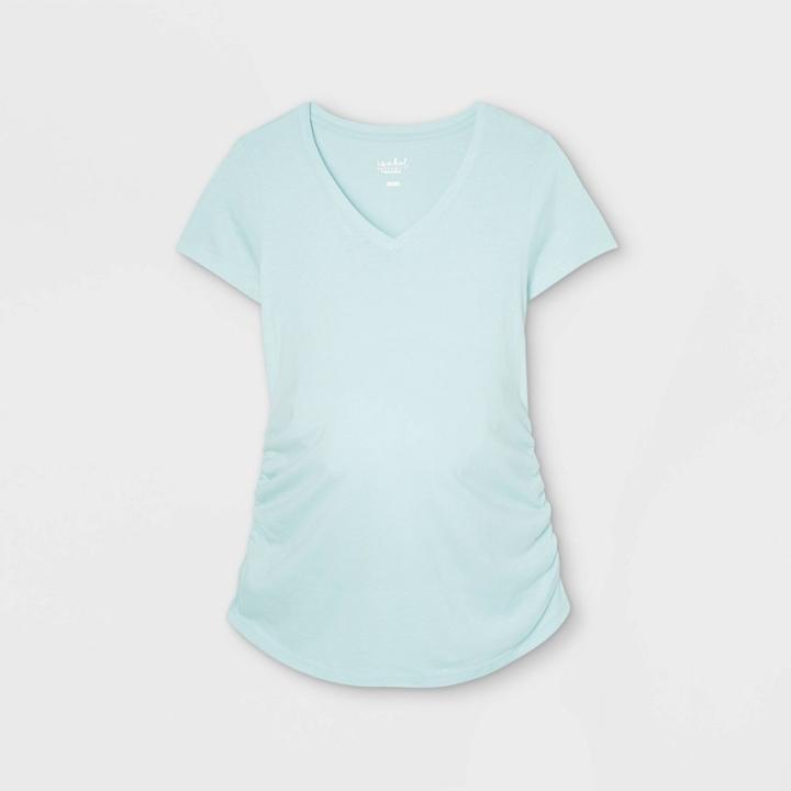 Short Sleeve V-neck Side Shirred Maternity T-shirt - Isabel Maternity By Ingrid & Isabel