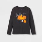 Girls' Halloween Long Sleeve Graphic T-shirt - Cat & Jack Black