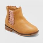 Toddler Girls' Ashley Elastic Gore Ankle Fashion Boots With Metallic - Cat & Jack Cognac