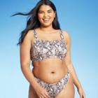 Women's Light Lift Square Neck Bralette Bikini Top - Shade & Shore Neutral Snake Print 32a, Black/white