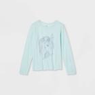 Kids' Adaptive Long Sleeve 'unicorn' Graphic T-shirt - Cat & Jack Turquoise