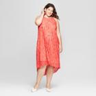 Women's Plus Size High-low Lace Midi Dress - Ava & Viv Coral (pink) X