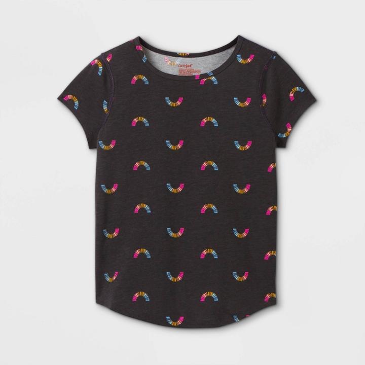 Girls' Adaptive Rainbow Short Sleeve T-shirt - Cat & Jack Dark Gray