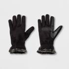 Isotoner Smartdri Women's Microsuede Gloves With Toggle And Faux Fur - Black/gray