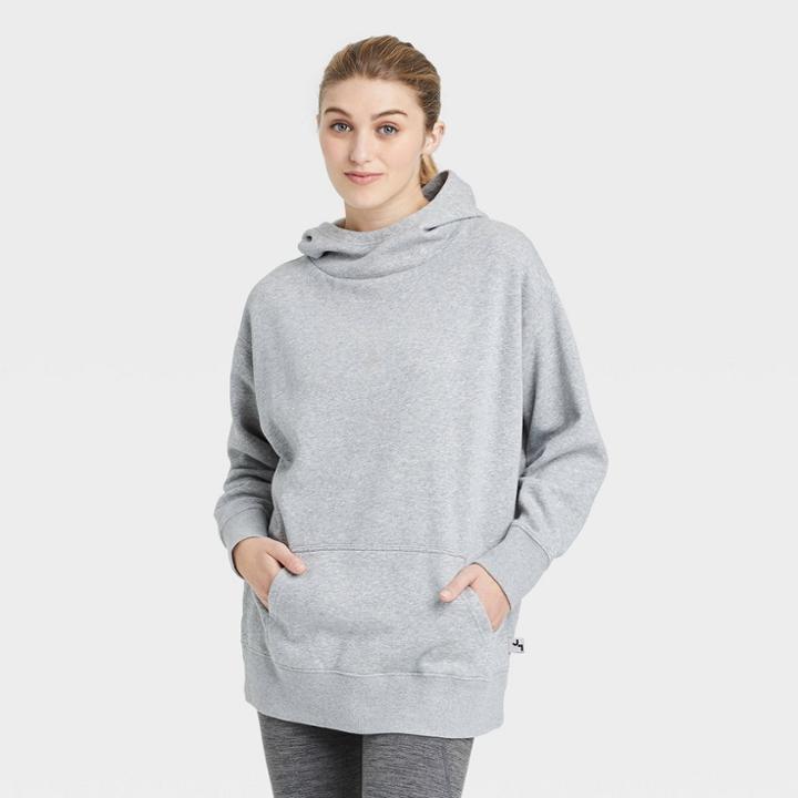 Women's Oversized Hooded Sweatshirt - Joylab Heathered Gray