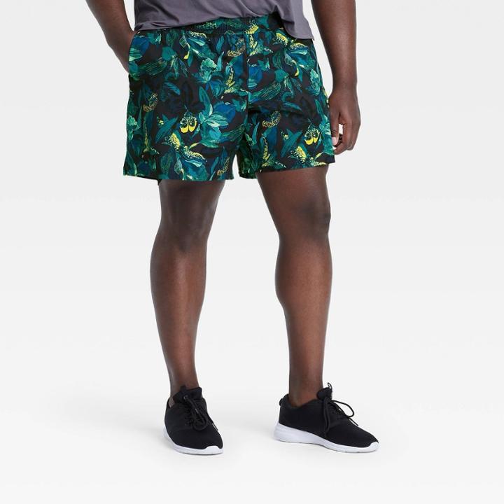 Men's Big & Tall Floral Print Hybrid Shorts - All In Motion Navy Xxxl, Blue