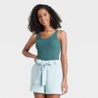 Women's Slim Fit Ribbed Tank Top - A New Day Teal