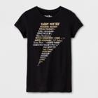 Girls' Harry Potter Bolt Names Graphic Short Sleeve T-shirt - Black