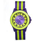 Women's Crayo Carnival Watch With Date Display And Two-tone Nylon Strap-purple/yellow, Purple