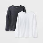 Boys' Adaptive 2pk Long Sleeve T-shirt - Cat & Jack White/black Xs, Black/white
