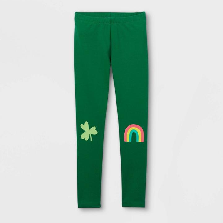 Girls' St. Patrick's Day Clover Leggings - Cat & Jack Dark Green