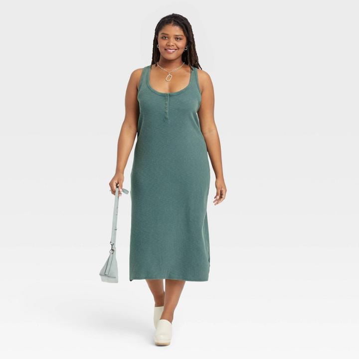 Women's Plus Size Tank Dress - Universal Thread Teal Green