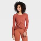 Women's Long Sleeve Twist-front T-shirt - All In Motion Rust Xs, Women's, Red
