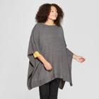 Women's Plus Size Boatneck Knit Poncho Sweater - A New Day Gray