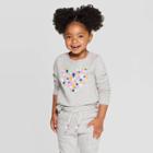 Toddler Girls' Heart Crew Fleece Sweatshirt - Cat & Jack Gray