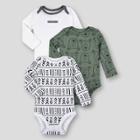 Lamaze Baby Boys' 3pk Geometric Long Sleeve Bodysuit - Forest Green